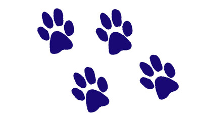 Four blue paw prints isolated on white isolated on transparent background © Johura