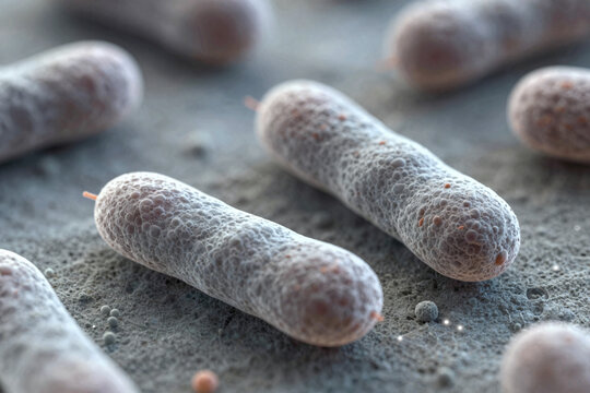 Bacteria cells shown under microscope magnified view