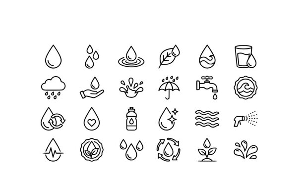 Water Drop and Water Icon Set &ndash; Minimal Vector Symbols Collection