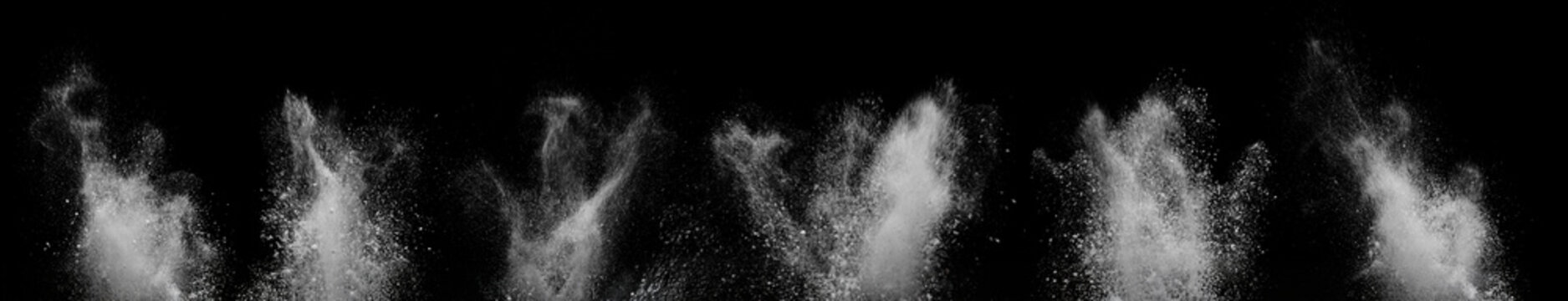  
White Powder Explosion Set on Black Background