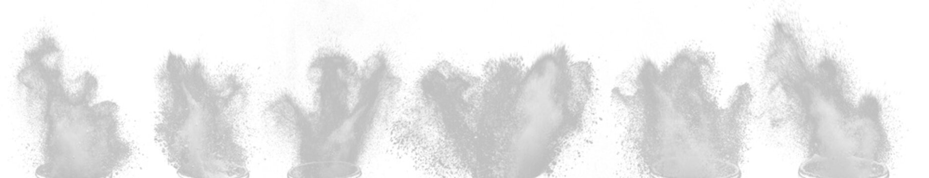  
White Powder Explosion Set on Black Background