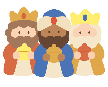 Cute Three Wise Men Christmas Nativity Illustration