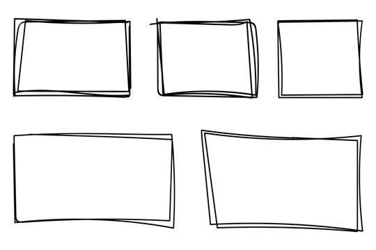 hand drawn square and rectangle border set doodle frames collection