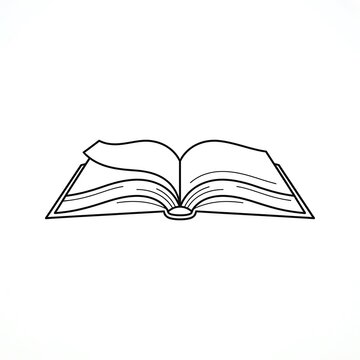 Open Book Icon, Education, Knowledge, Reading, Learning, Storytelling Symbol Line Art