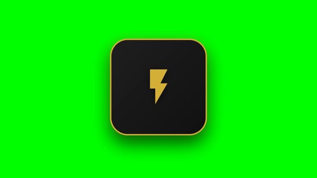 Energy icons with yellow lightning bolts on green screen