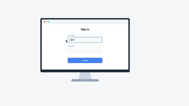 Digital Login Authentication Animation &ndash; Clean Minimal Monitor and Smartphone 2FA Verification