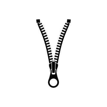 Open black zipper with pull ring silhouette