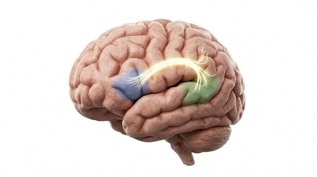Anatomical human brain model with colored neural pathways and connections brain connectivity medical illustration brain functio