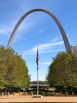 Gateway Arch and American Flag, St. Louis, Missouri