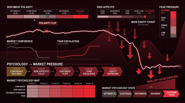 Professional Financial Market Psychology Analysis Dashboard with Sentiment Polarity and Risk Appetite Data Visualization