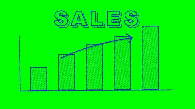 Professional Business Growth Illustration Showing Increasing Sales Revenue with a Bar Chart and Upward Trend Arrow for Success and Profitability