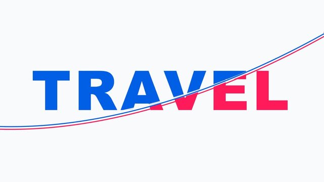 Modern Professional Travel Agency Logo Design with Dynamic Curved Lines and Vibrant Blue and Red Typography for Tourism Branding