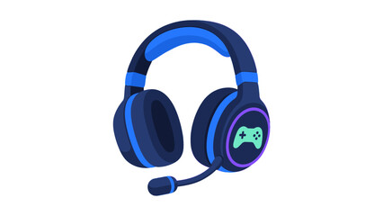 Blue gaming headset with microphone and controller detail © Mark