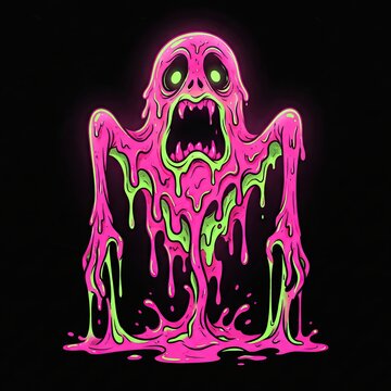 Dripping vibrant pink ghost artwork perfect for horror print graphics design
