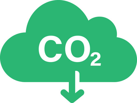 CO2 emissions reduction cloud icon vector illustration, Carbon footprint decrease symbol for environmental design, Ecology and clean energy graphic element