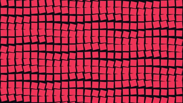 Red geometric squares shifting in rhythmic pattern on surface