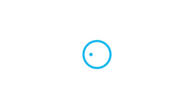 Minimalist blue loading circle animation with rotating dot on white background, buffering progress indicator
