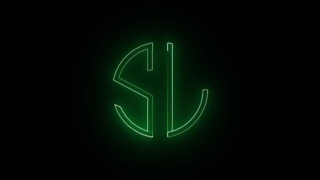 Neon green sl monogram animation with glowing circular outline on black background
