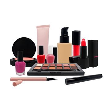 Makeup Cosmetics Collection on transparent background png