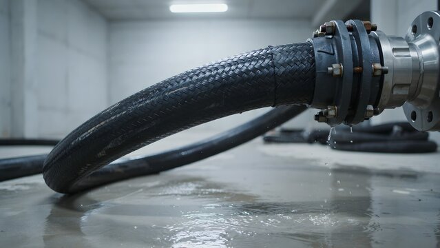 Industrial Pipe Connection with High-Pressure Flexible Hose in Fact