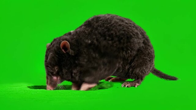 mole digging a hole and entering underground isolated on green screen for vfx projects video