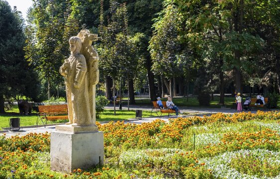 Statue in Panfilov Park, municipal park in Bishkek, Kyrgyzstan