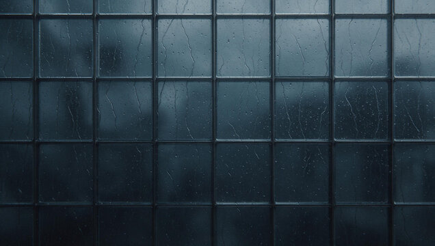 Raindrops on Window Glass During Gloomy Stormy Weather