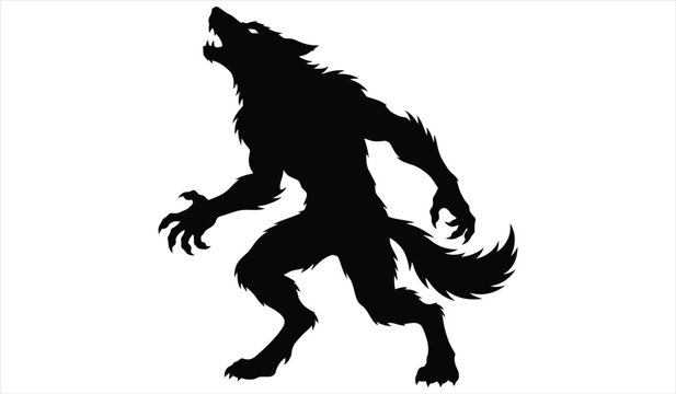 Werewolf howling silhouette vector graphic for monster themes