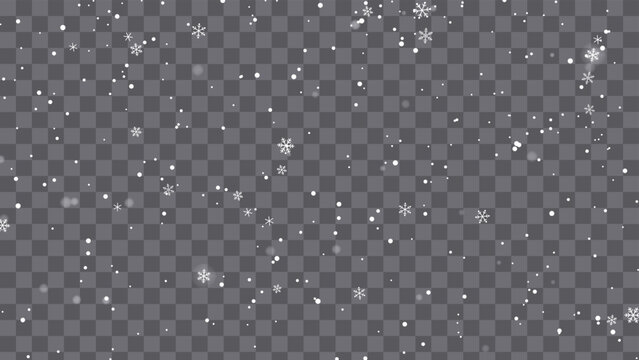 Gentle falling snow with tiny snowflakes and dots on transparent background widescreen winter overlay vector