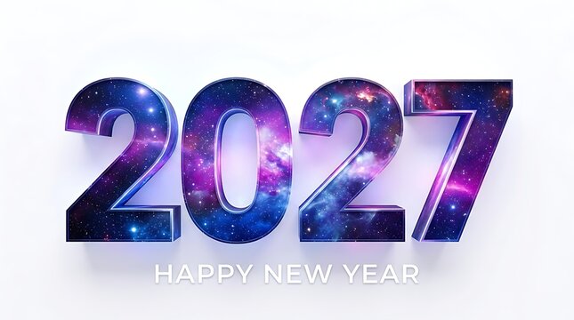 Colorful galaxy numbers 2027 representing the future and new year celebrations