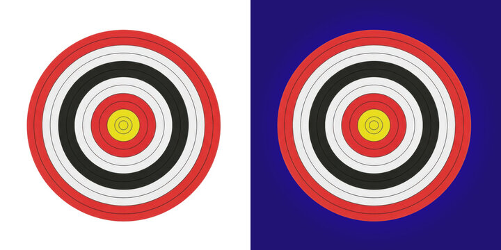 Two colorful circular archery targets with center bullseye for shooting practice