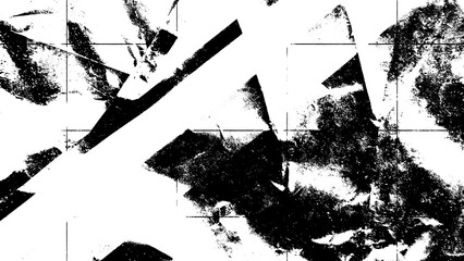 Raw monochrome black and white grunge texture background showcasing heavy grain and striking geometric grid lines © Tanjila