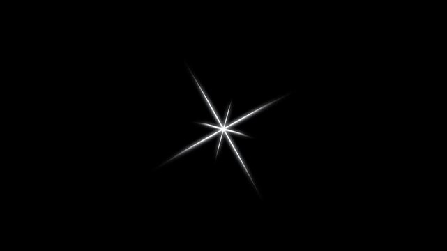 Glowing shinning stars, Star twinkling, white star blinking animation, white cartoon,magical starry sky with twinkling stars,  glowing twinkling glitter star, glowing black screen background. 4k