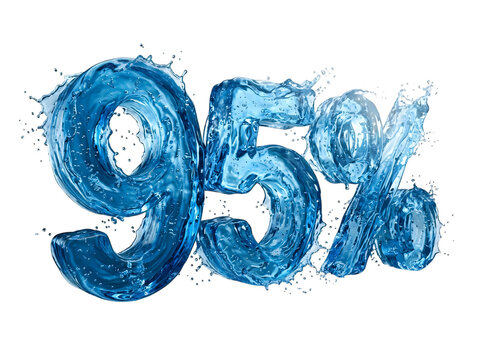 Blue water splash effect ninety five percent success rate graphic