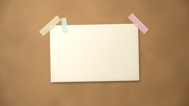 Scrapbook Photo Card Taped with Washi Tape on Kraft Paper Animation