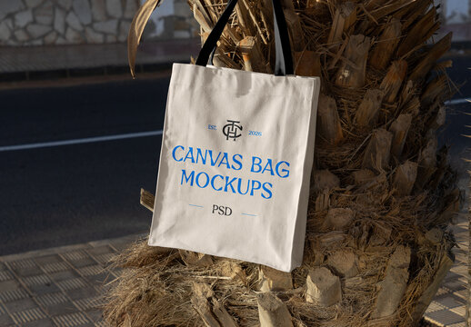 Hanging Bag on Tree Mockup