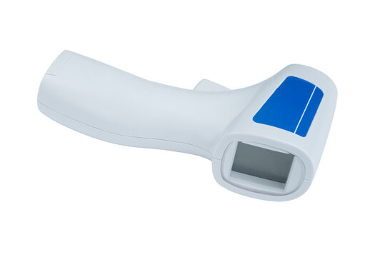 White infrared thermometer on neutral background