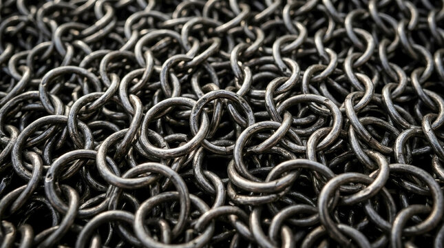 Chain Mail Armor Texture with Interlocking Metallic Rings for Historical Documentaries, Fantasy Roleplay Websites, Creative Backgrounds, and Museum Education