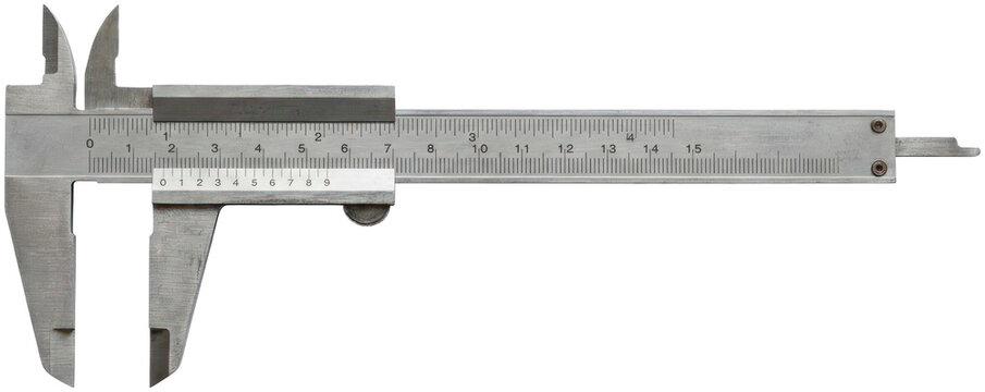 Precision stainless steel vernier caliper measuring instrument.