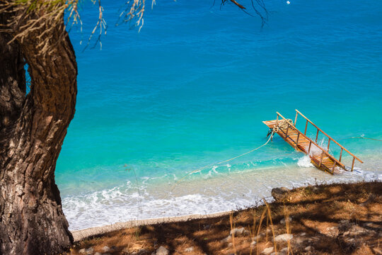 Apella Beach in Karpathos island, Greece with crystal clear turquoise water