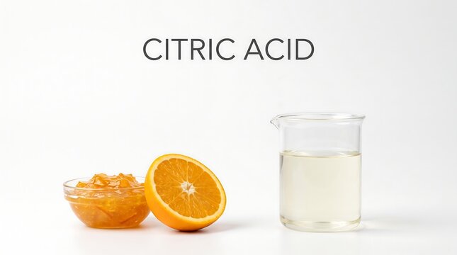 Orange fruit and jam bowl demonstrating citric acid content in foods and chemistry