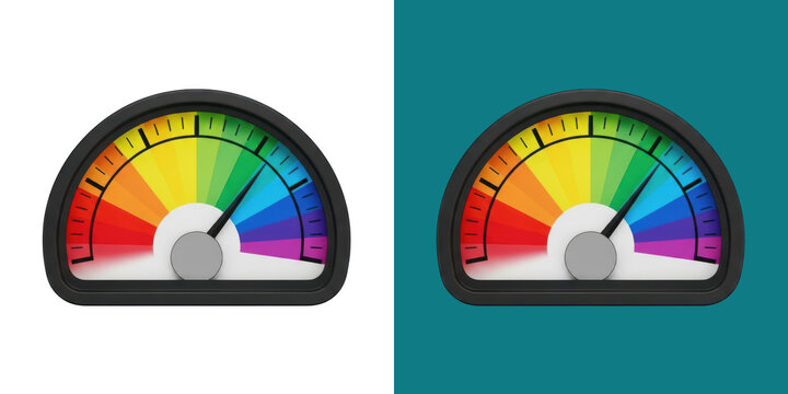 Colorful semicircle gauge indicator with black frame for performance measurement