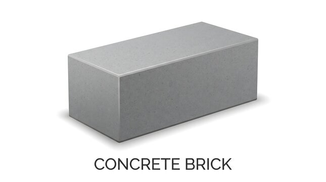 Concrete brick vector illustration showcasing grey structural building block for civil engineering