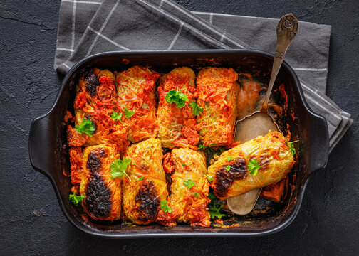 Golubtsi, stuffed with ground beef cabbage rolls