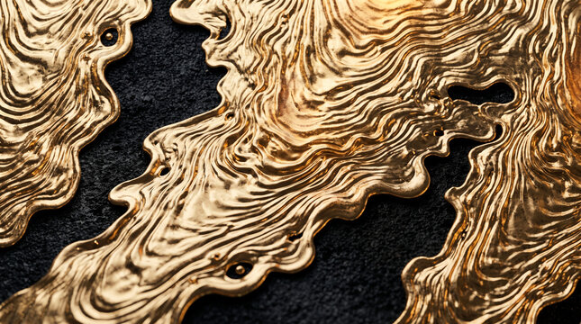 molten gold flowing over dark textured surface abstract background