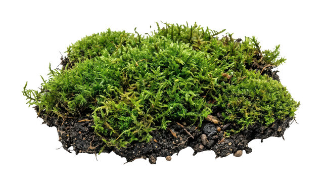 Cluster of vibrant green moss and dark soil for natural ground cover and terrariums