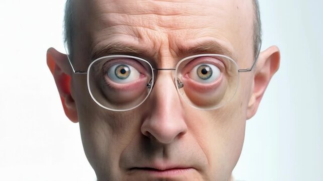 Close-up portrait of a man showing intense shock and disbelief