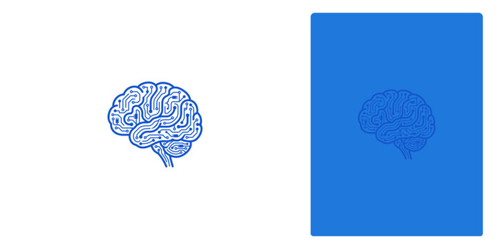 Blue Human Brain Outline Icon Vector Illustration for Medical Science Neurology and Psychology Concepts 24
