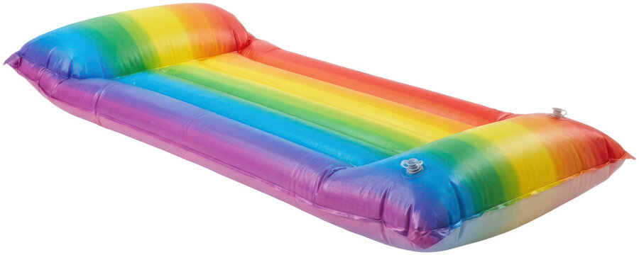 Rainbow inflatable pool air mattress.