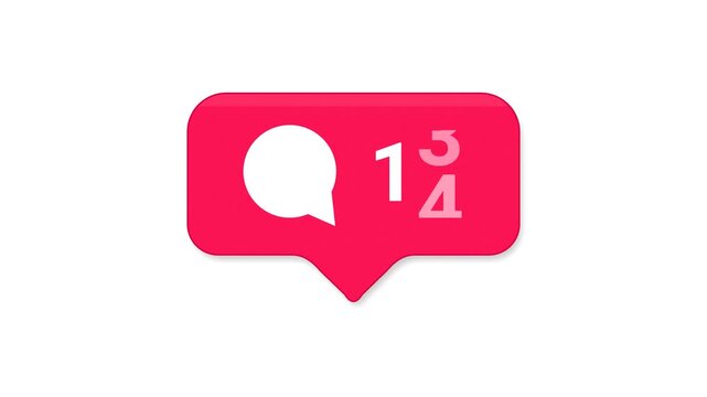 Social media comment notification icon with counter increasing on white background for digital marketing concepts.